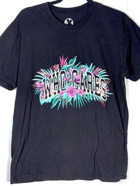 Project X Fitness Hawaii Who Cares Tropical Floral Black T-Shirt Streetwear L